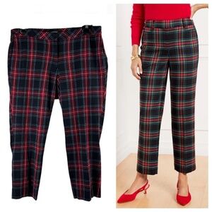 J. Jill Sz 14 Petite 14P XL Crop Ankle Pants Plaid Checked Black Red Stretch